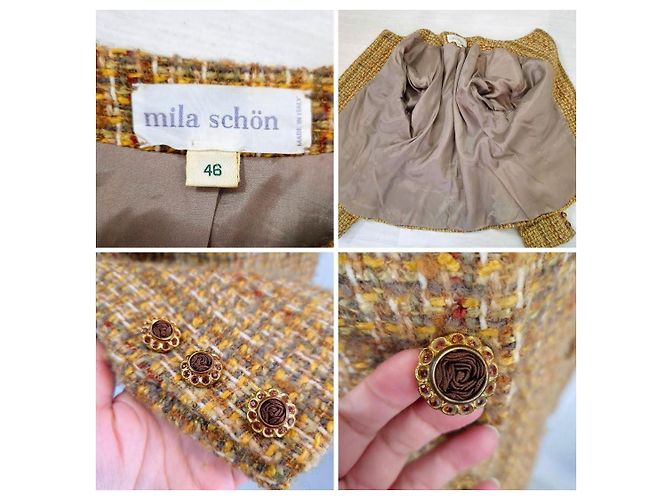 Mila Shön Mila Schon Bouclé-Jacke 1980er Braun Gelb - Ansicht 11