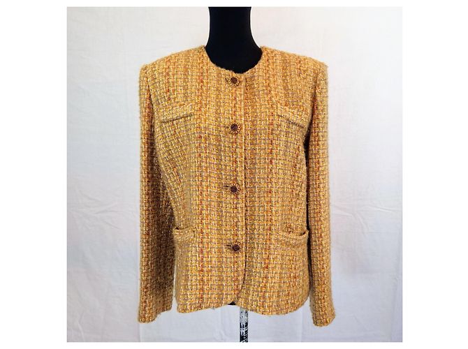 Mila Shön Mila Schon Bouclé-Jacke 1980er Braun Gelb - Ansicht 2