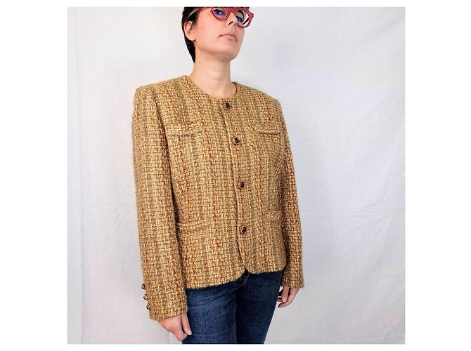 Mila Shön Mila Schon Bouclé-Jacke 1980er Braun Gelb - Ansicht 6