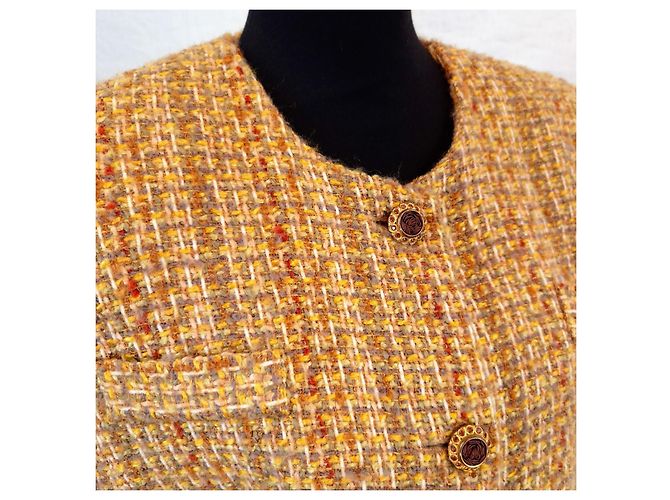 Mila Shön Mila Schon Bouclé-Jacke 1980er Braun Gelb - Ansicht 7