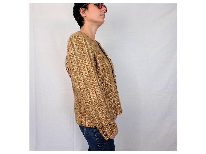 Mila Shön Mila Schon Bouclé-Jacke 1980er Braun Gelb - Ansicht 8