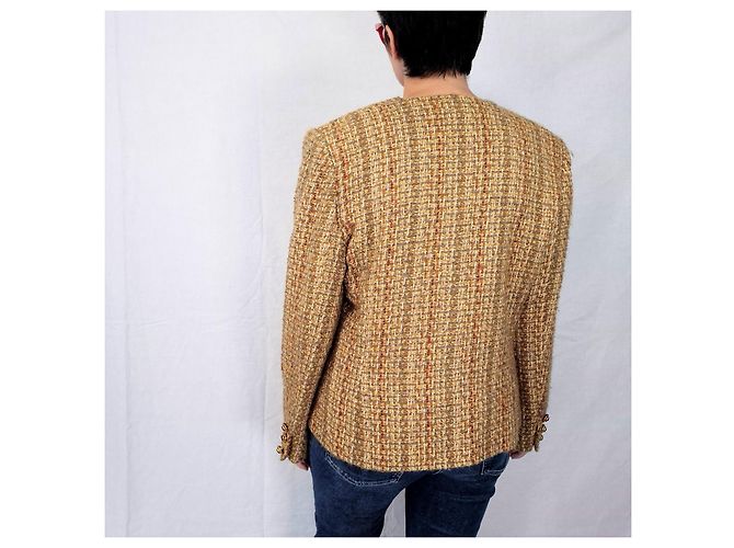 Mila Shön Mila Schon Bouclé-Jacke 1980er Braun Gelb - Ansicht 9