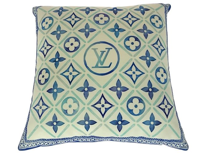 Cojín de algodón Monogram Louis Vuitton Blanco Azul - vista 2