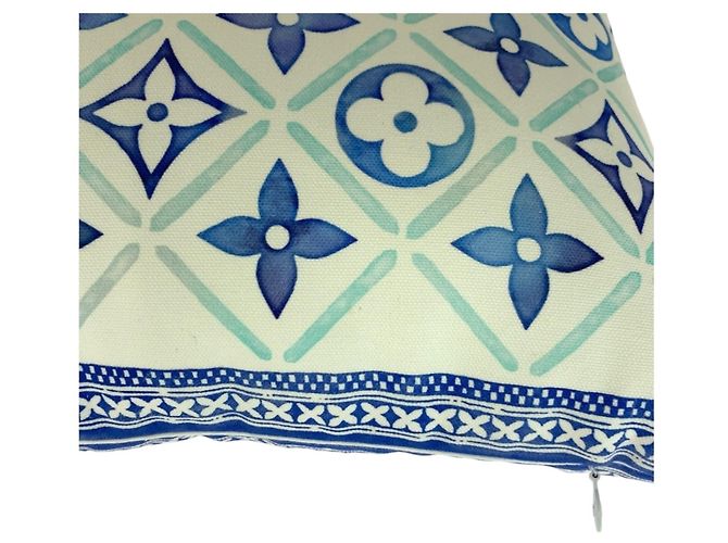 Cojín de algodón Monogram Louis Vuitton Blanco Azul - vista 4