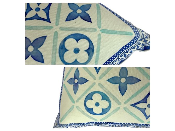 Cojín de algodón Monogram Louis Vuitton Blanco Azul - vista 5