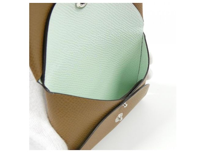 Monedero Calvi Duo Verso de Hermès Castaño Verde claro - vista 3