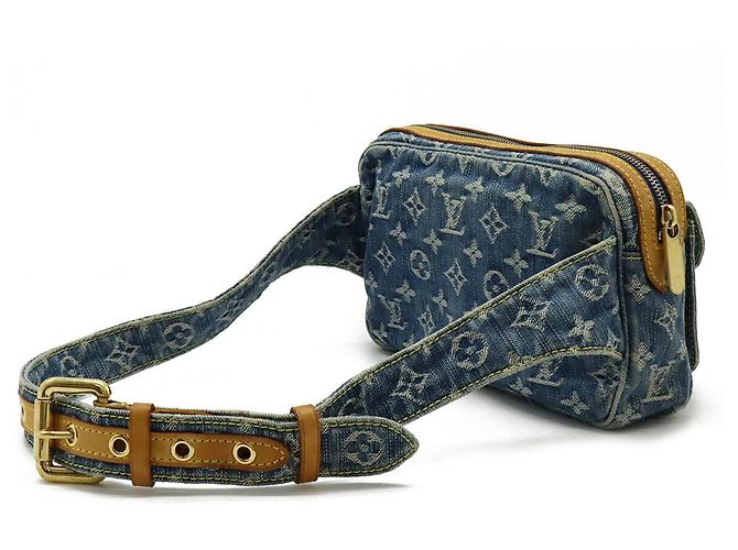 Bum bag in denim Monogram Louis Vuitton Blu - vista 3
