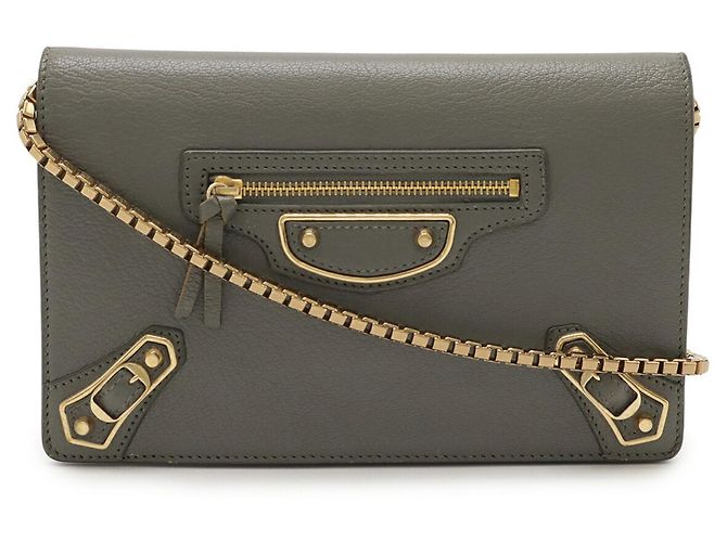 Pochette Borsa a Spalla Balenciaga Classic Metallic Edge Chain Marrone - vista 2
