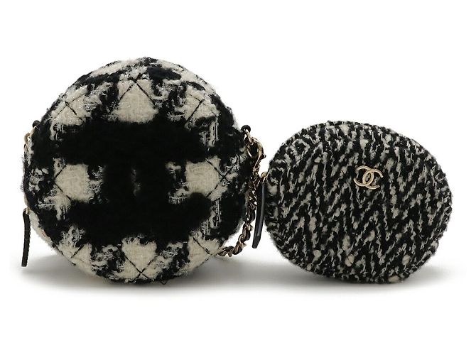 Pochette a spalla con catena rotonda Chanel Nero Crudo - vista 2