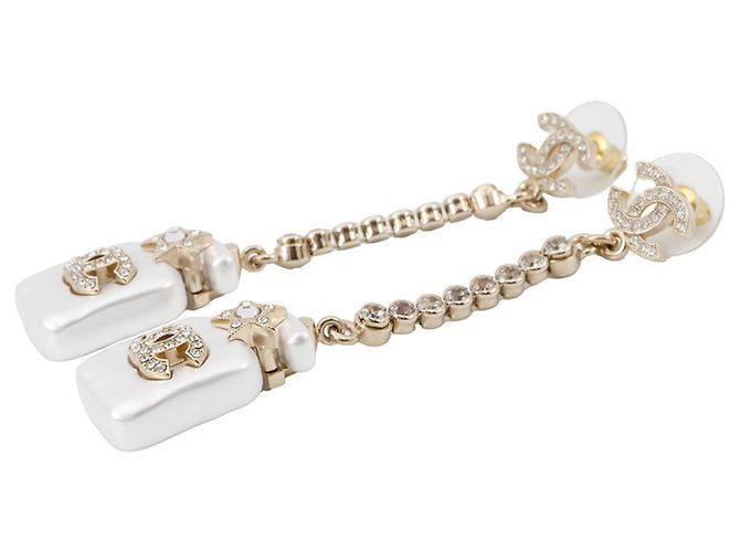 Chanel Perfume Bottle Swing Rhinestone Earrings - view 2