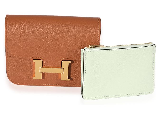 Hermès Oro Vert Fizz Evercolor Bicolore Constance Slim Compact GHW Marrone - vista 2