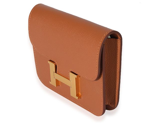 Hermès Oro Vert Fizz Evercolor Bicolore Constance Slim Compact GHW Marrone - vista 3