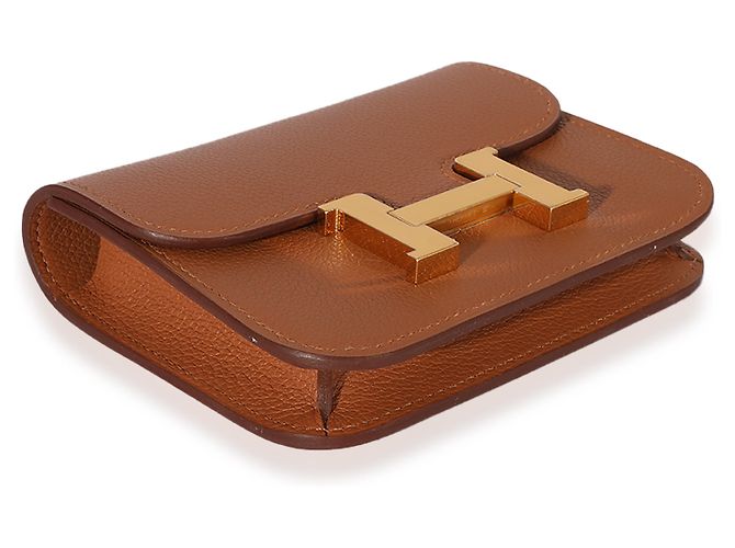 Hermès Oro Vert Fizz Evercolor Bicolore Constance Slim Compact GHW Marrone - vista 4