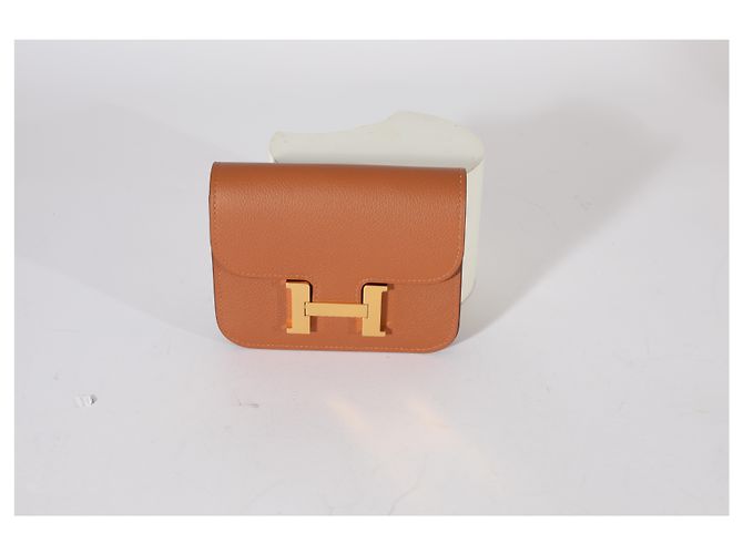 Hermès Oro Vert Fizz Evercolor Bicolore Constance Slim Compact GHW Marrone - vista 7