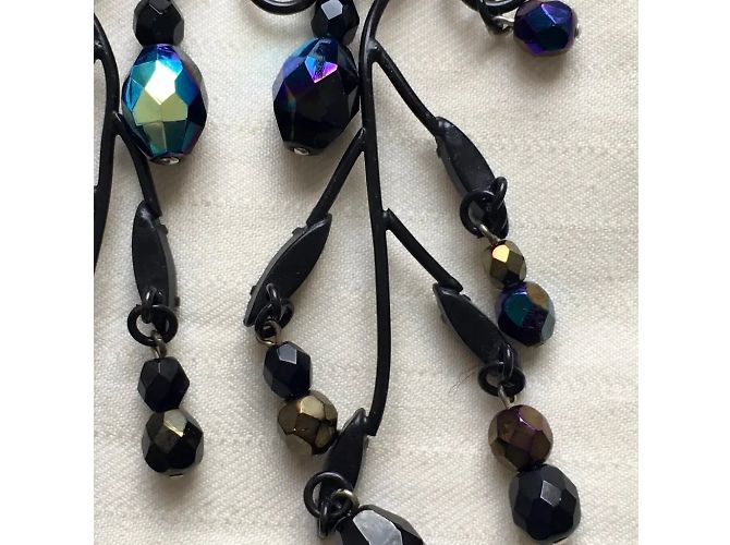 Orecchini a clip Philippe Ferrandis Metallo Nero Swarovski Perle Metallico - vista 13