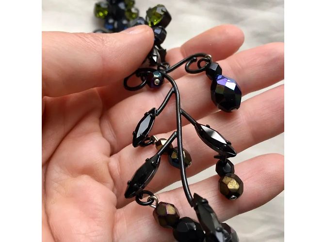 Orecchini a clip Philippe Ferrandis Metallo Nero Swarovski Perle Metallico - vista 6