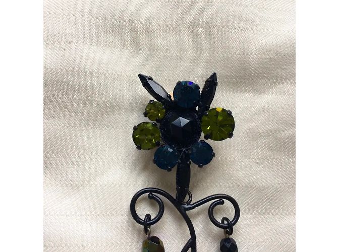 Orecchini a clip Philippe Ferrandis Metallo Nero Swarovski Perle Metallico - vista 7