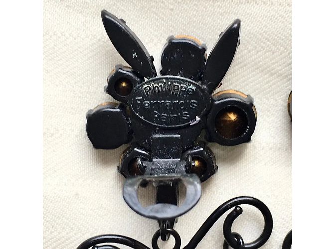 Orecchini a clip Philippe Ferrandis Metallo Nero Swarovski Perle Metallico - vista 10