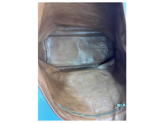 Grande borsa shopper in pelle marrone Louis Vuitton - vista 11