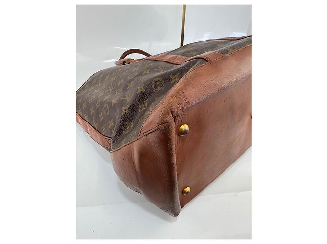 Grande borsa shopper in pelle marrone Louis Vuitton - vista 12