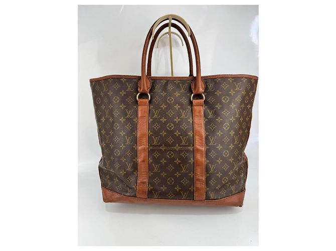 Grande borsa shopper in pelle marrone Louis Vuitton - vista 2