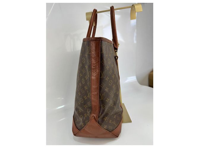 Grande borsa shopper in pelle marrone Louis Vuitton - vista 5