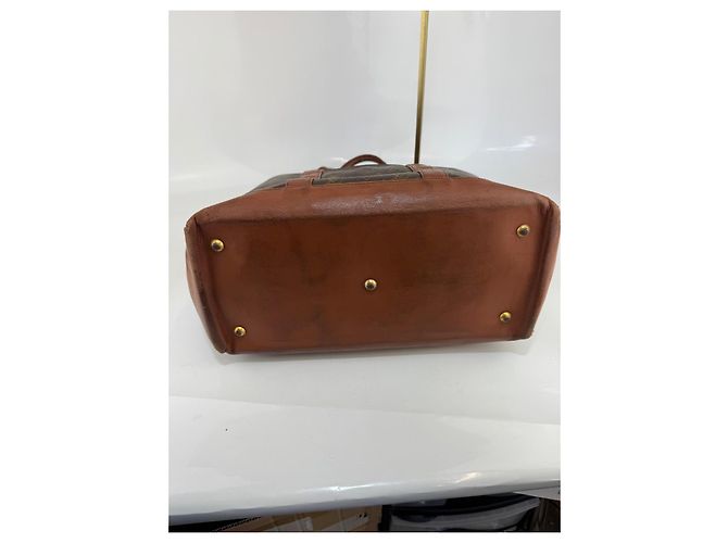 Grande borsa shopper in pelle marrone Louis Vuitton - vista 7