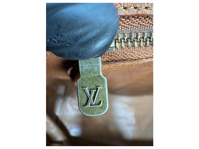 Grande borsa shopper in pelle marrone Louis Vuitton - vista 8