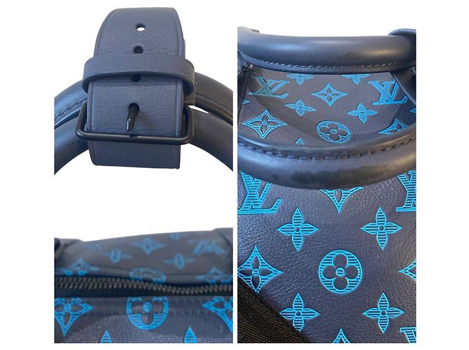 Louis Vuitton EDIZIONE LIMITATA Keepall Blu Teal River Bandoulière 50 Monogram Shadow Blu navy Blu chiaro Blu scuro - vista 12
