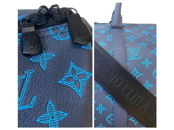 Louis Vuitton EDIZIONE LIMITATA Keepall Blu Teal River Bandoulière 50 Monogram Shadow Blu navy Blu chiaro Blu scuro - vista 13