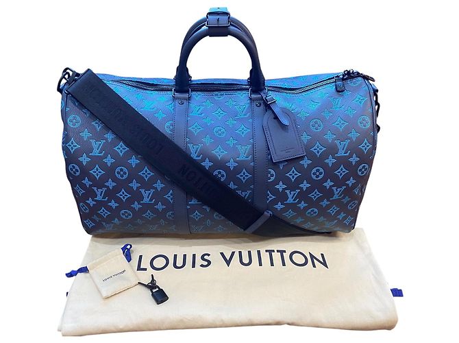 Louis Vuitton EDIZIONE LIMITATA Keepall Blu Teal River Bandoulière 50 Monogram Shadow Blu navy Blu chiaro Blu scuro - vista 2
