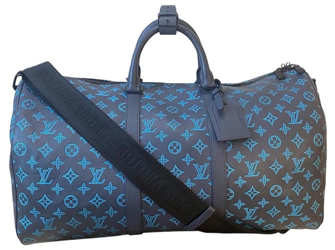 Louis Vuitton EDIZIONE LIMITATA Keepall Blu Teal River Bandoulière 50 Monogram Shadow Blu navy Blu chiaro Blu scuro - vista 4