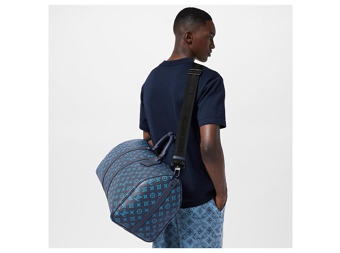 Louis Vuitton EDIZIONE LIMITATA Keepall Blu Teal River Bandoulière 50 Monogram Shadow Blu navy Blu chiaro Blu scuro - vista 5