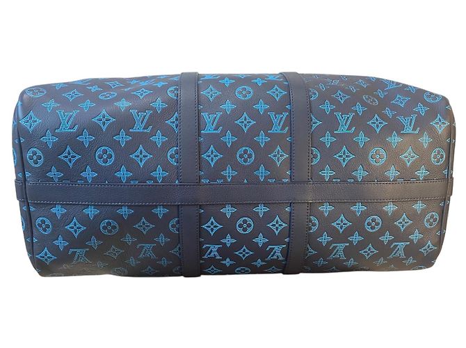 Louis Vuitton EDIZIONE LIMITATA Keepall Blu Teal River Bandoulière 50 Monogram Shadow Blu navy Blu chiaro Blu scuro - vista 7