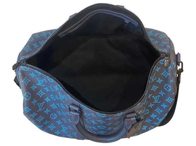 Louis Vuitton EDIZIONE LIMITATA Keepall Blu Teal River Bandoulière 50 Monogram Shadow Blu navy Blu chiaro Blu scuro - vista 9