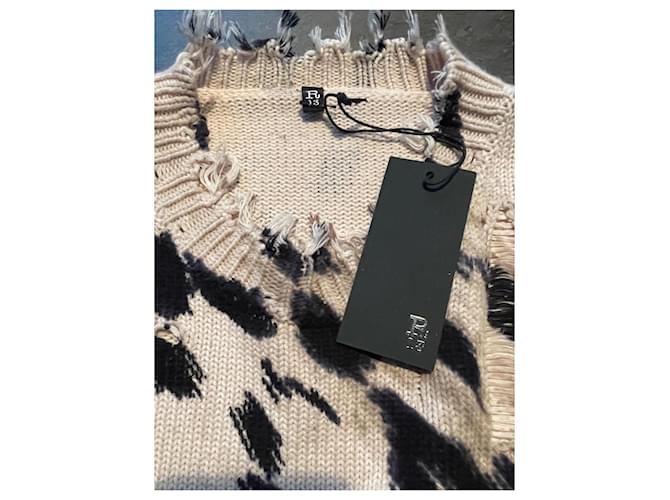 Pullover R13 Oversized de Algodão Preto Bege - vista 2