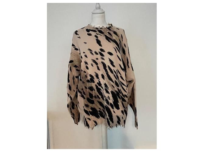 Pullover R13 Oversized de Algodão Preto Bege - vista 5