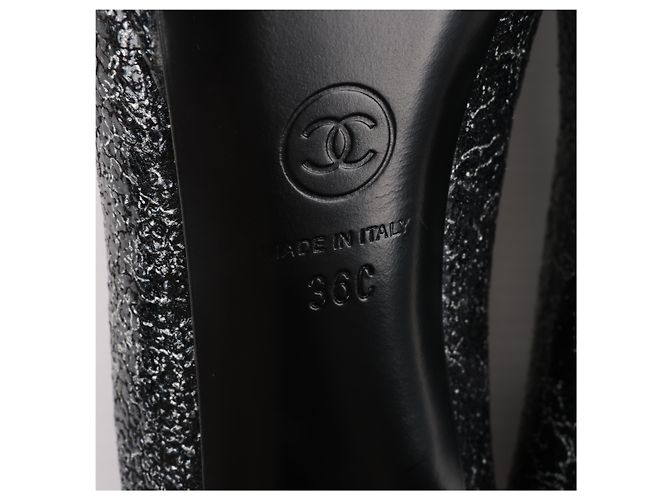 Timeless Chanel Coco Mark Lederabsätze Schwarz × Silber G29571, Größe 36 EU - Ansicht 10
