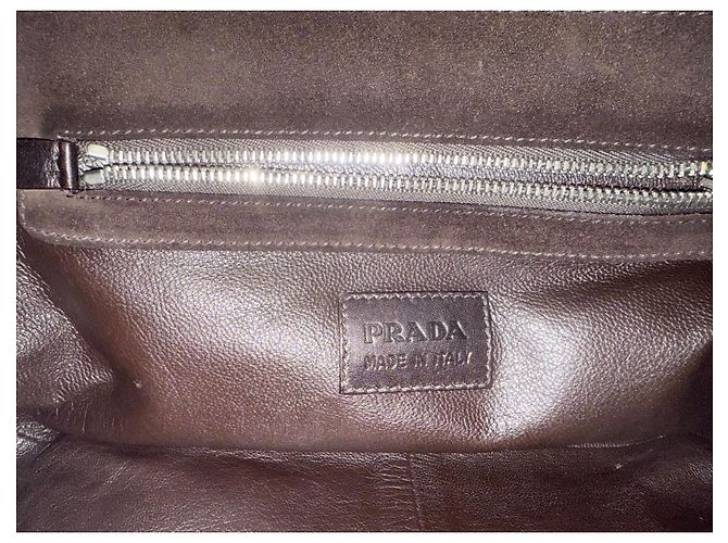 Borsa a mano Prada BR3021 Suede e Pelle Marrone - vista 11