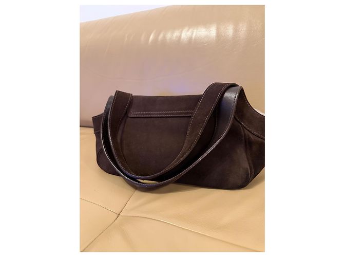 Borsa a mano Prada BR3021 Suede e Pelle Marrone - vista 5