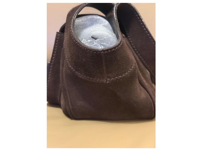 Borsa a mano Prada BR3021 Suede e Pelle Marrone - vista 6