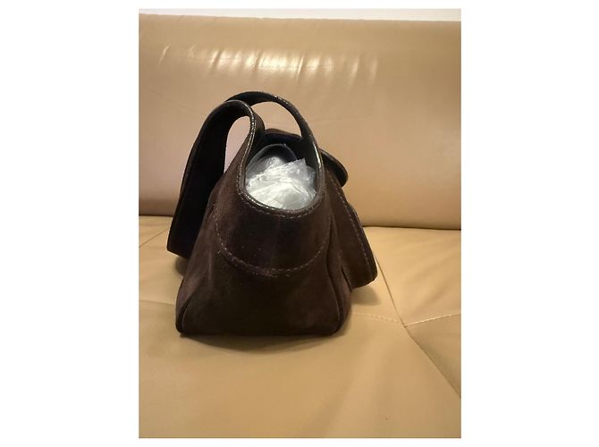 Borsa a mano Prada BR3021 Suede e Pelle Marrone - vista 7