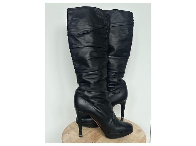 Dior Hermitage black leather tall boots - view 5