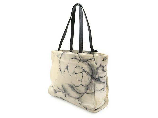 2.55 Bolsa tote de lona e couro Camélia da Chanel Branco - vista 2