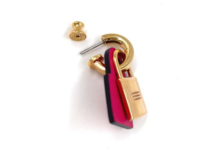 Orecchini O Kelly PM Hermès Oro Rosa D'oro Metallico - vista 6
