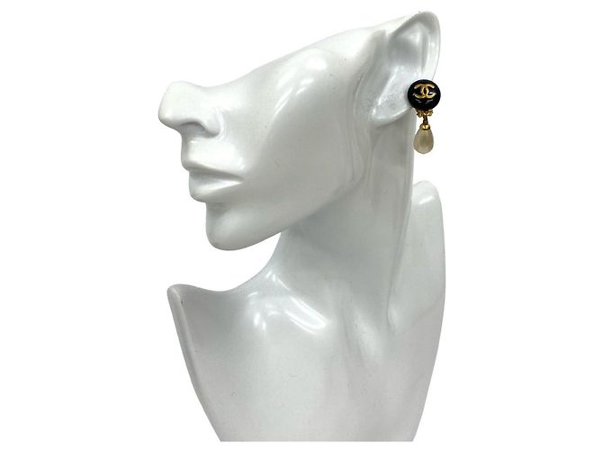 Pendientes Chanel Coco Mark Dorado Metálico - vista 2