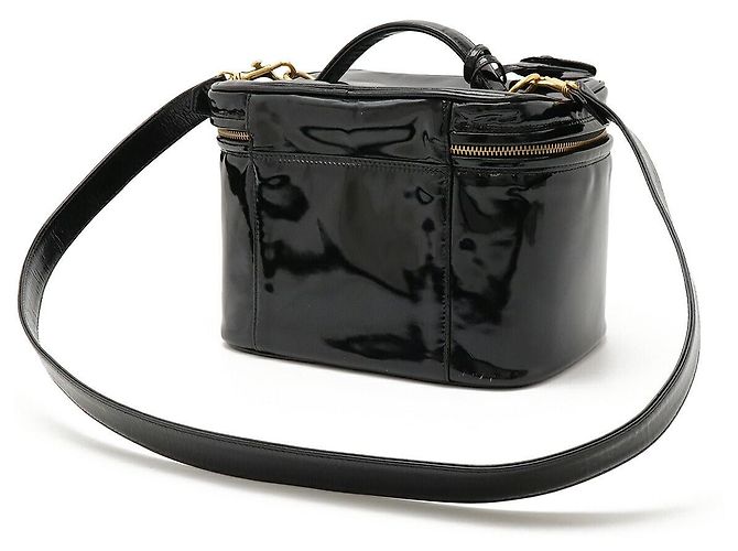 Borsa Vanity in Pelle Verniciata Nera Chanel Nero - vista 2