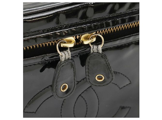 Borsa Vanity in Pelle Verniciata Nera Chanel Nero - vista 4