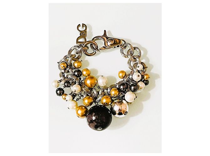 Raro splendido bracciale DOLCE & GABBANA acciaio con sfere e perle di vari colori e dimensioni Argento Multicolore - vista 11