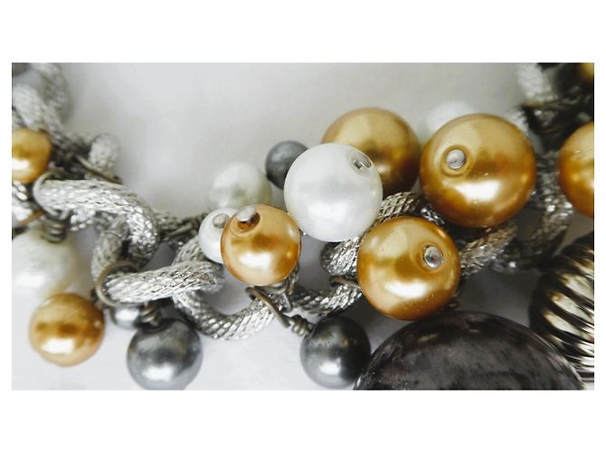 Raro splendido bracciale DOLCE & GABBANA acciaio con sfere e perle di vari colori e dimensioni Argento Multicolore - vista 2